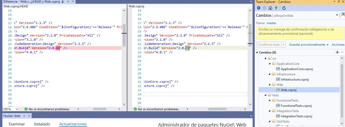 Administrador de Paquetes de Nuget Visual Studio para la solución
