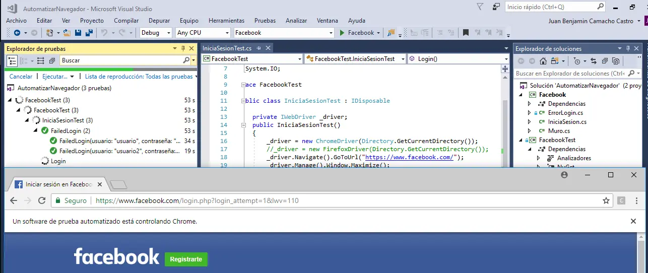 Explorador de pruebas Visual Studio.